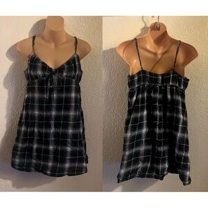 Black and White Plaid Spaghetti Strap Dress